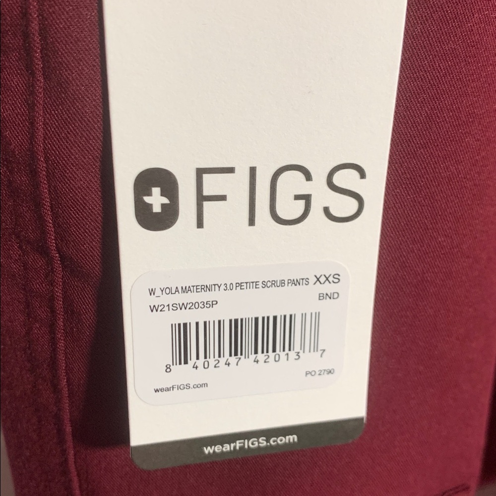 Figs Womens Yola Maternity 3.0 Petite Scrub Pant Burgundy Size XXS NWT Medical - Picture 3 of 7
